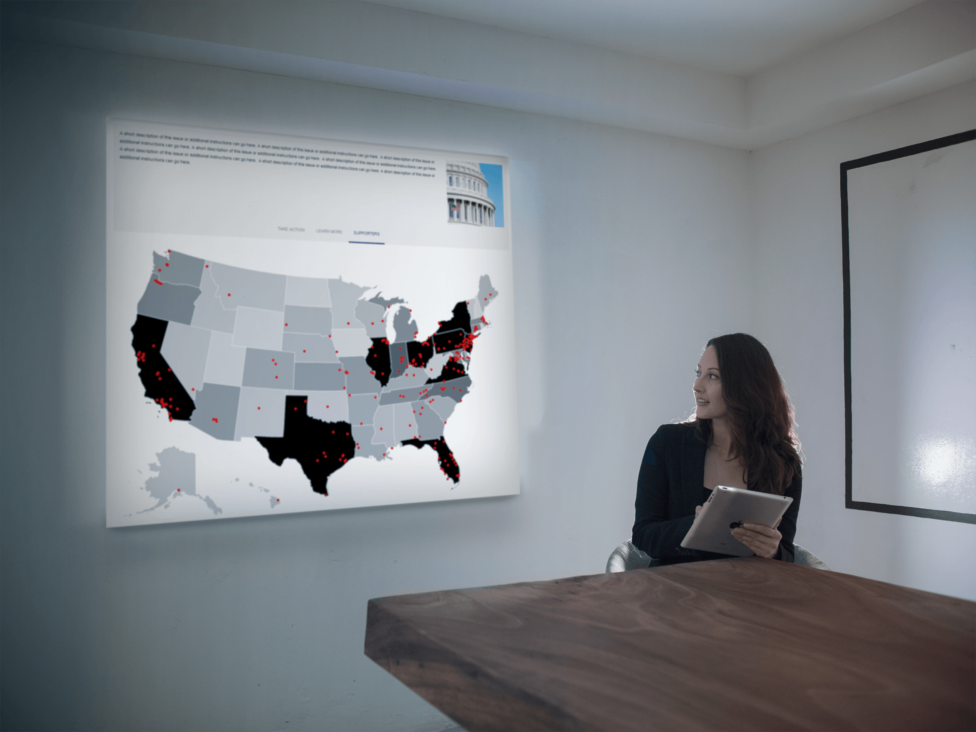 woman giving presentation in conference room